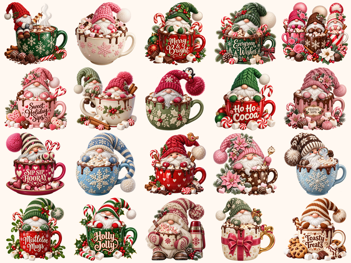 Hot Cocoa Gnomes Clipart — preview grid 6