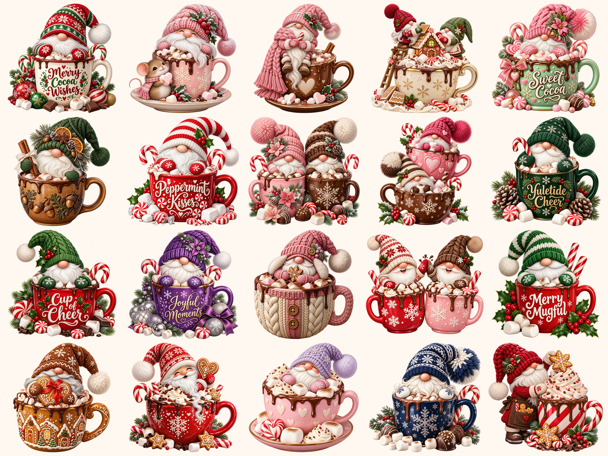 Hot Cocoa Gnomes Clipart — preview grid 7