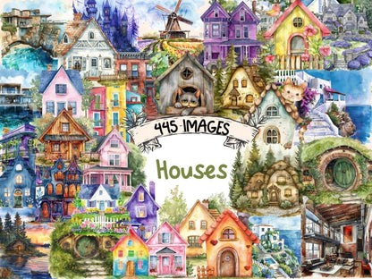 Houses Watercolor Clipart Architecture PNG - Wonders Artist