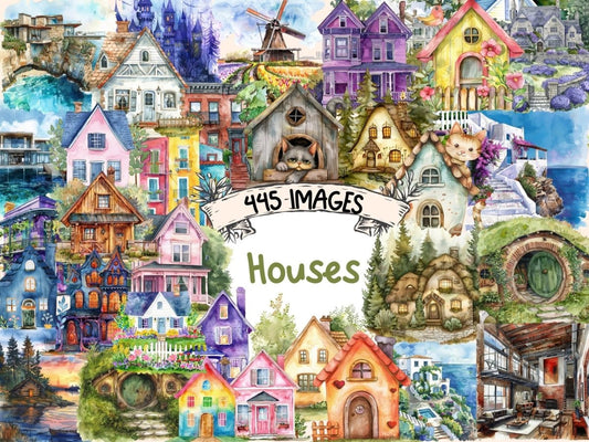 Houses Watercolor Clipart Architecture PNG - Wonders Artist