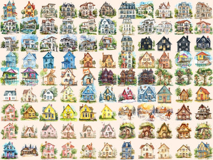 Houses Watercolor Clipart Architecture PNG - Wonders Artist