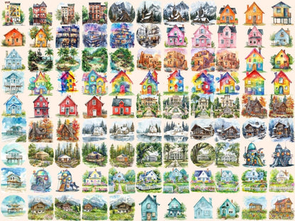 Houses Watercolor Clipart Architecture PNG - Wonders Artist