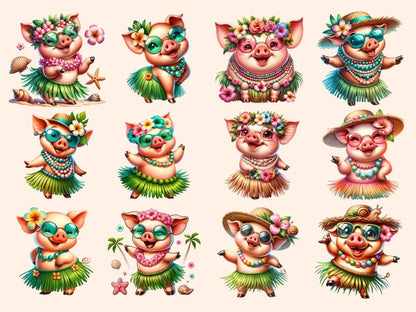 Hula Pigs Clipart cartoon pigs - Wonders Artist