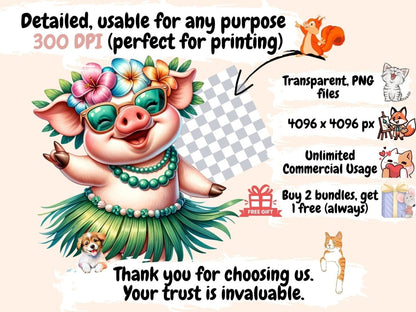 Hula Pigs Clipart cartoon pigs - Wonders Artist