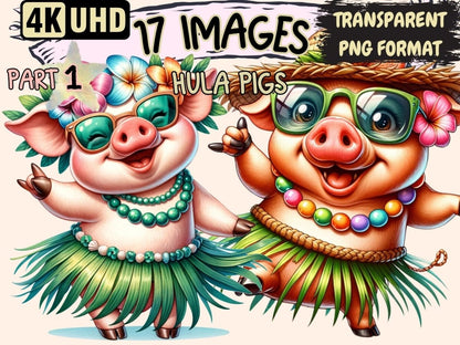 Hula Pigs Clipart cartoon pigs - Wonders Artist