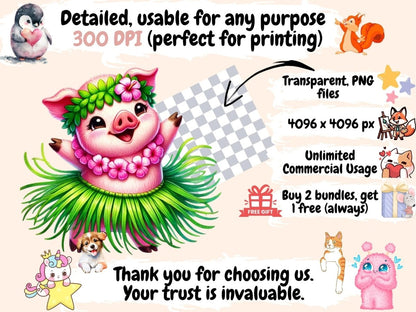 Hula Pigs (P2) Clipart Beach Pigs - Wonders Artist