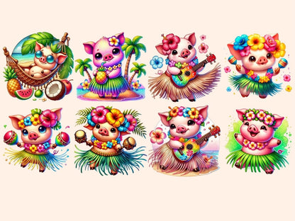 Hula Pigs (P2) Clipart Beach Pigs - Wonders Artist