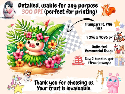 Hula Pigs (P3) Clipart Beach Pigs - Wonders Artist