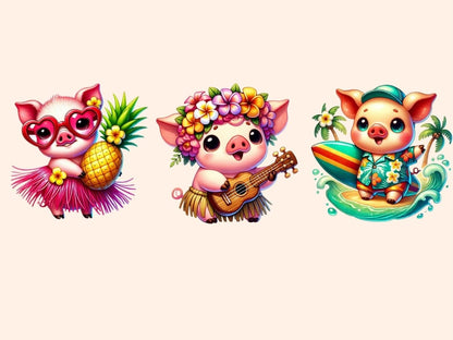 Hula Pigs (P3) Clipart Beach Pigs - Wonders Artist