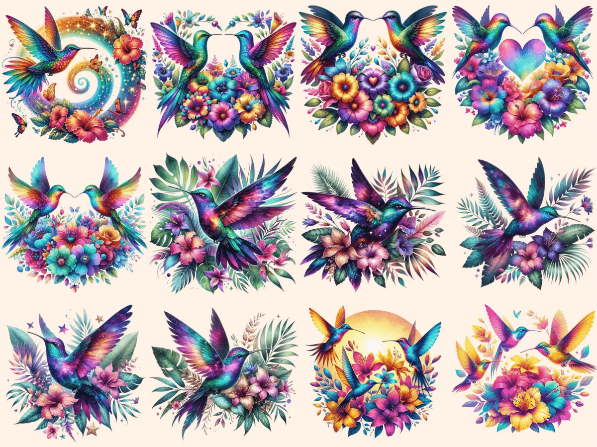 Hummingbirds Clipart autopost bird with flowers cute hummingbirds - WondersArtist