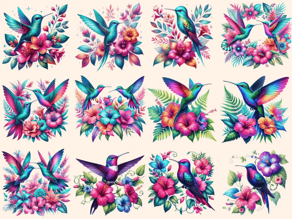 Hummingbirds Clipart autopost bird with flowers cute hummingbirds - WondersArtist