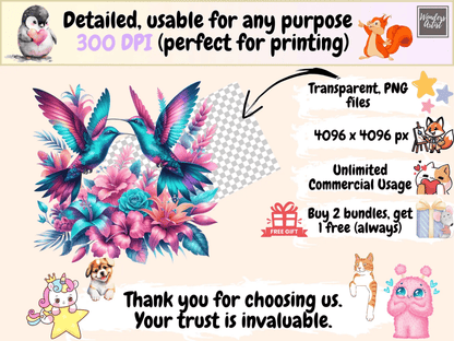 Hummingbirds Clipart autopost bird with flowers cute hummingbirds - WondersArtist