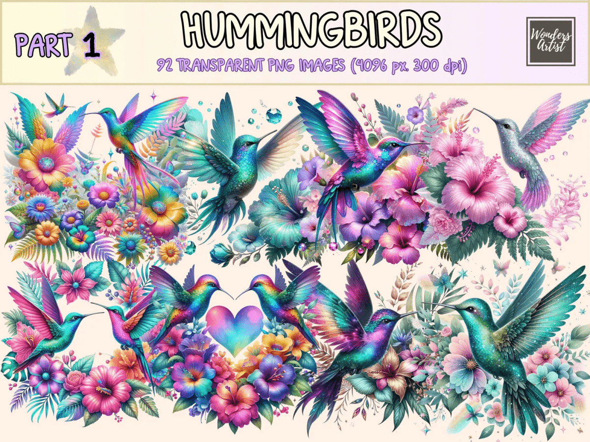 Hummingbirds Clipart autopost bird with flowers cute hummingbirds - WondersArtist