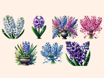 Hyacinth Flowers Clipart botanical artwork - Wonders Artist
