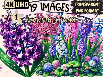 Hyacinth Flowers Clipart botanical artwork - Wonders Artist