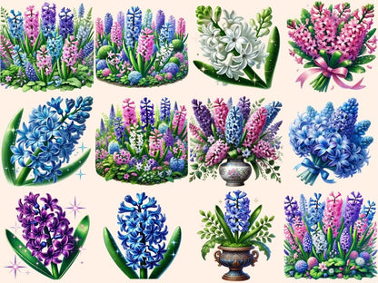 Hyacinth Flowers Clipart botanical artwork - Wonders Artist