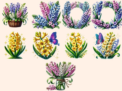 Hyacinth Flowers (P2) Clipart botanical artwork - Wonders Artist