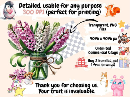 Hyacinth Flowers (P2) Clipart botanical artwork - Wonders Artist