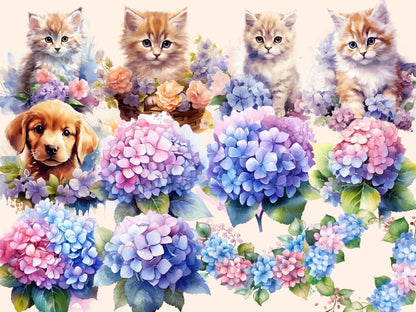 Hydrangeas Watercolor Clipart floral clipart - Wonders Artist