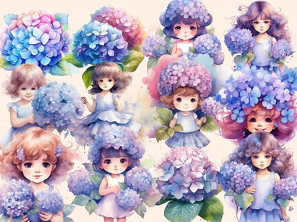 Hydrangeas Watercolor Clipart floral clipart - Wonders Artist
