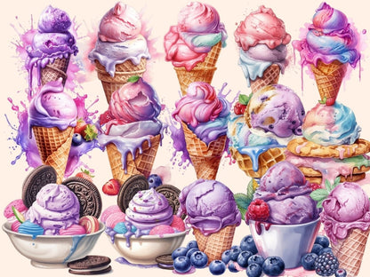 Ice Cream Watercolor Clipart beach clipart - Wonders Artist