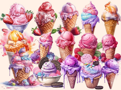 Ice Cream Watercolor Clipart beach clipart - Wonders Artist
