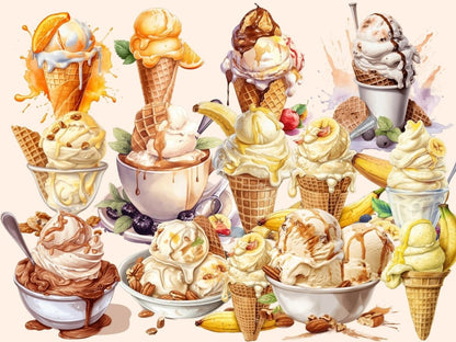Ice Cream Watercolor Clipart beach clipart - Wonders Artist