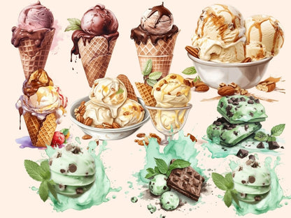 Ice Cream Watercolor Clipart beach clipart - Wonders Artist