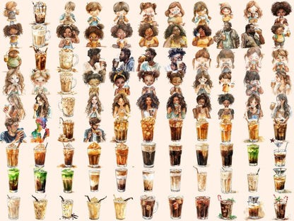 Iced Coffee Watercolor Clipart barista clipart - Wonders Artist