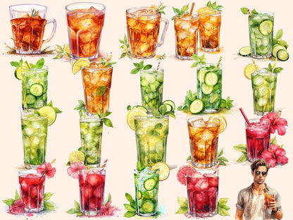 Iced Tea Watercolor Clipart beach clipart - Wonders Artist