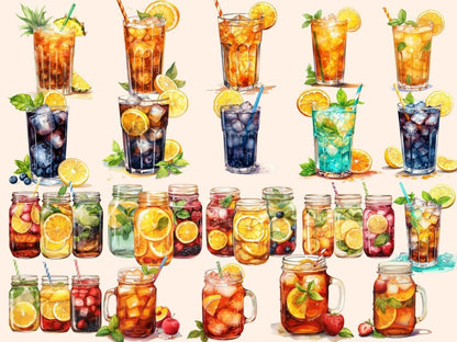 Iced Tea Watercolor Clipart beach clipart - Wonders Artist