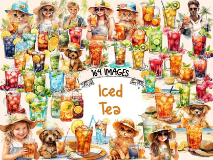 Iced Tea Watercolor Clipart beach clipart - Wonders Artist