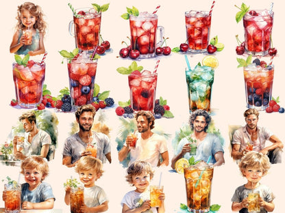 Iced Tea Watercolor Clipart beach clipart - Wonders Artist