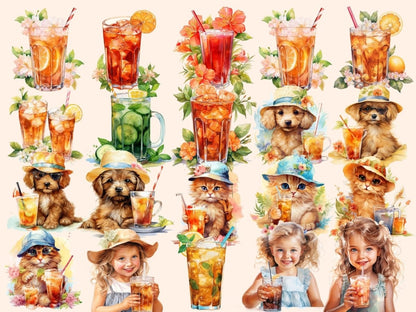 Iced Tea Watercolor Clipart beach clipart - Wonders Artist