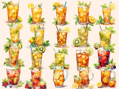 Iced Tea Watercolor Clipart beach clipart - Wonders Artist