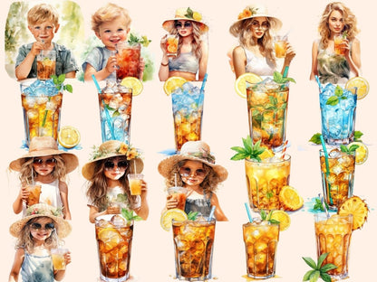 Iced Tea Watercolor Clipart beach clipart - Wonders Artist