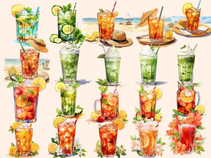 Iced Tea Watercolor Clipart beach clipart - Wonders Artist