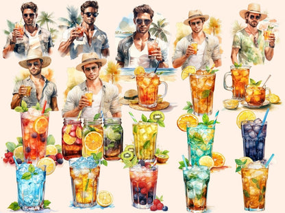 Iced Tea Watercolor Clipart beach clipart - Wonders Artist