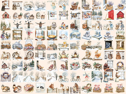 Winter on the Farm Clipart