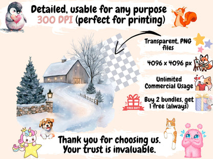 Winter on the Farm Clipart