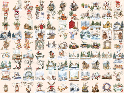 Winter on the Farm Clipart