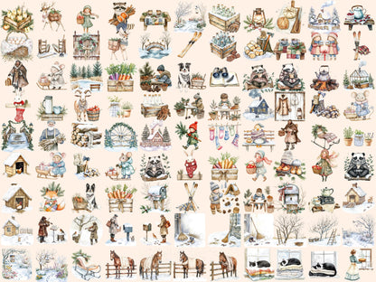 Winter on the Farm Clipart