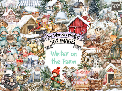 Winter on the Farm Clipart