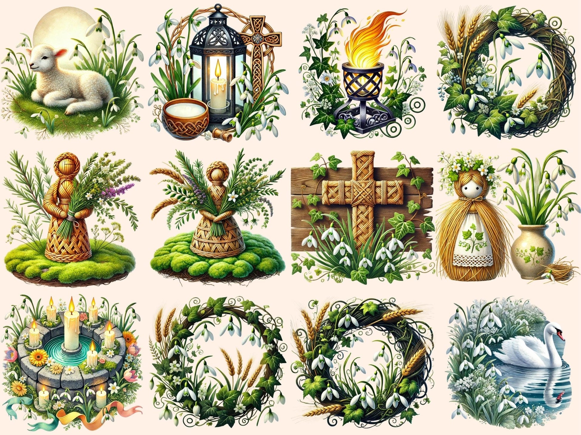 Imbolc Celebrations Clipart - High - Quality Instant Digital Download for Creative Projects