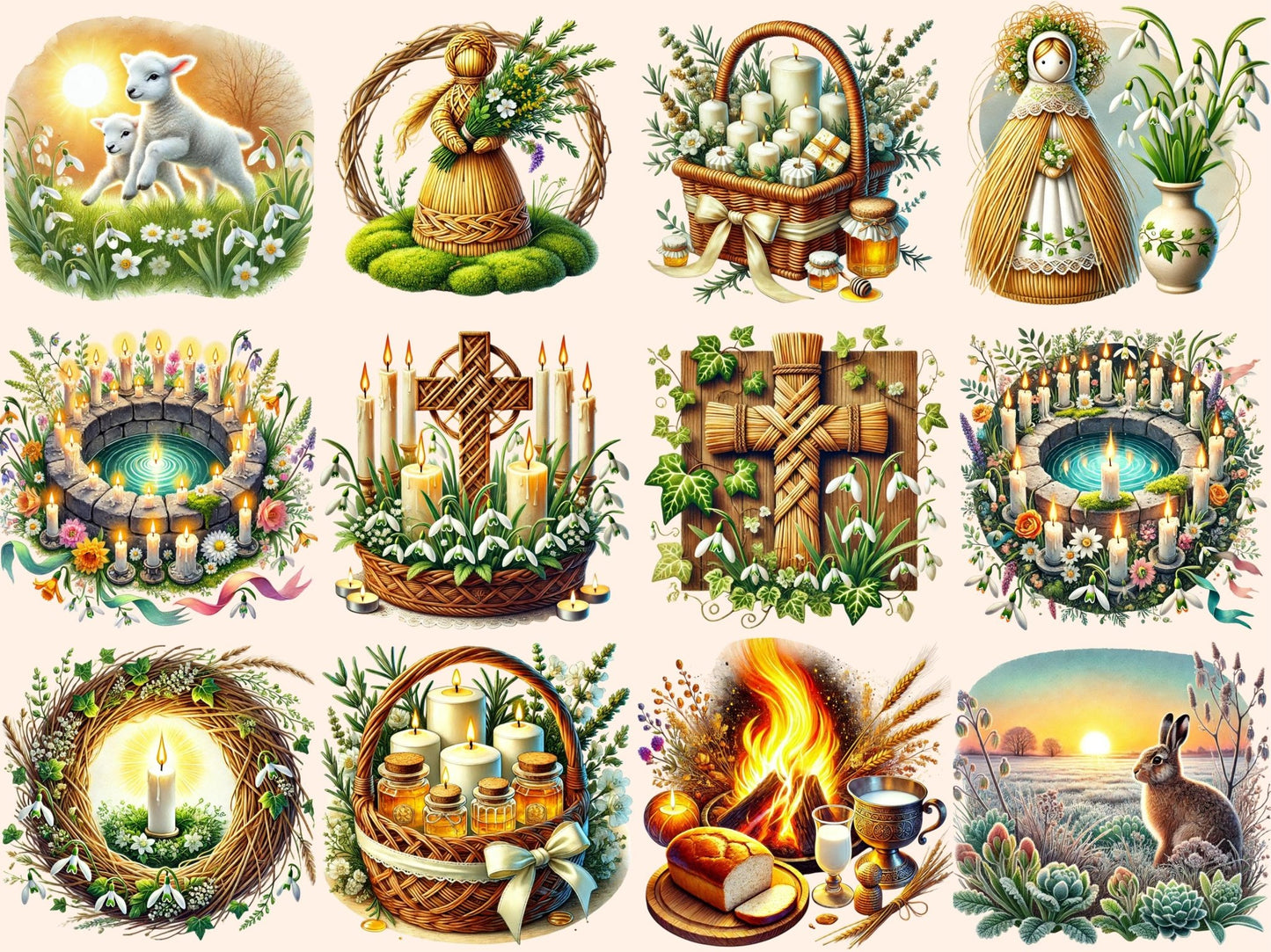 Imbolc Celebrations Clipart - High - Quality Instant Digital Download for Creative Projects