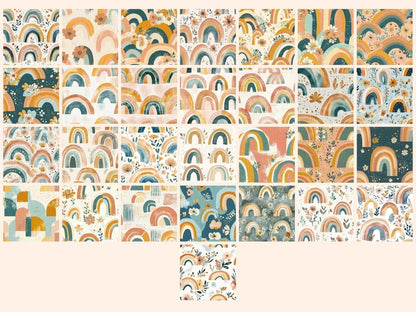 Indie Rainbows Seamless Pattern Digital Papers aesthetic rainbow boho rainbow print digital paper - WondersArtist