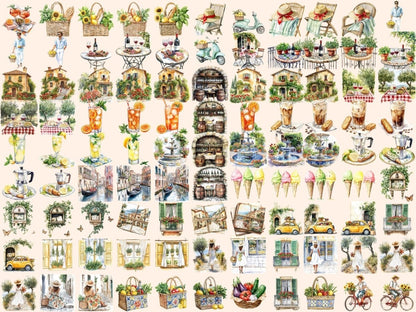 Italian Summer Watercolor Clipart coastal italy png italian clipart italian summer png - WondersArtist