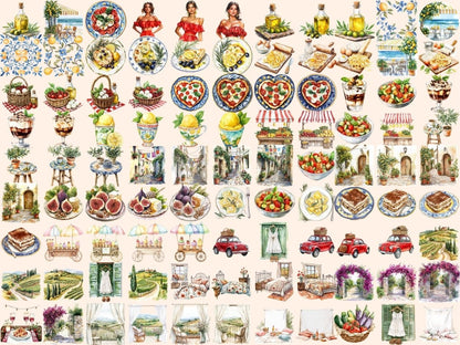 Italian Summer Watercolor Clipart coastal italy png italian clipart italian summer png - WondersArtist