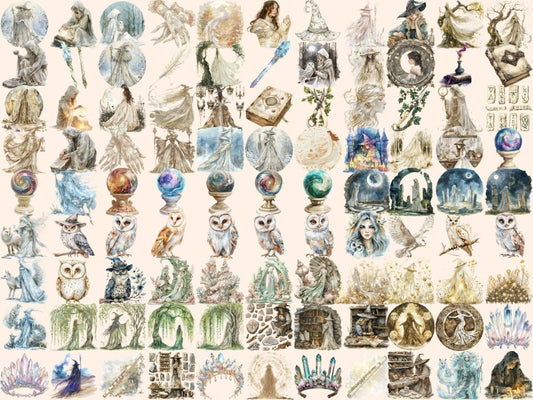 Clipart cu acuarele de vrăjitoare din fildeș