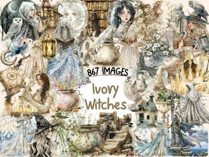 Ivory Witches Watercolor Clipart fairy clipart - Wonders Artist